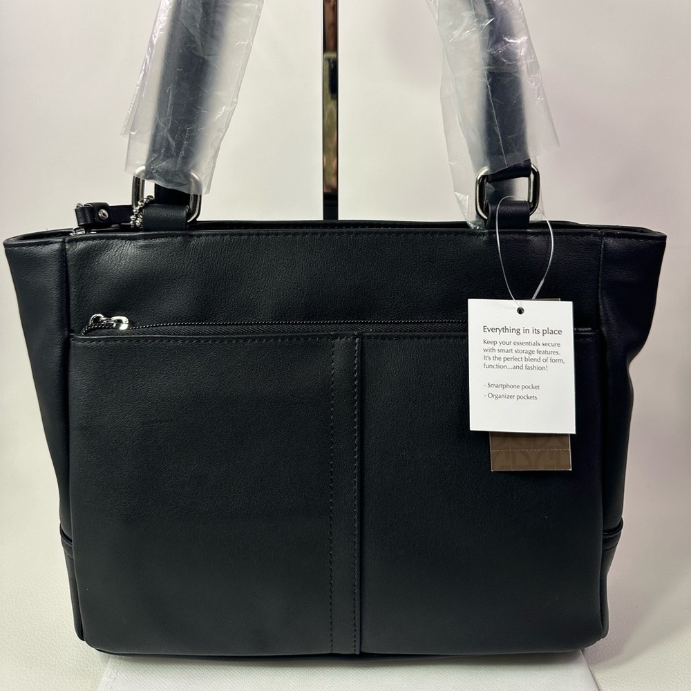 NEW GIANNI BERNINI BLACK LEATHER NAPPA TOTE - Picture 2 of 10